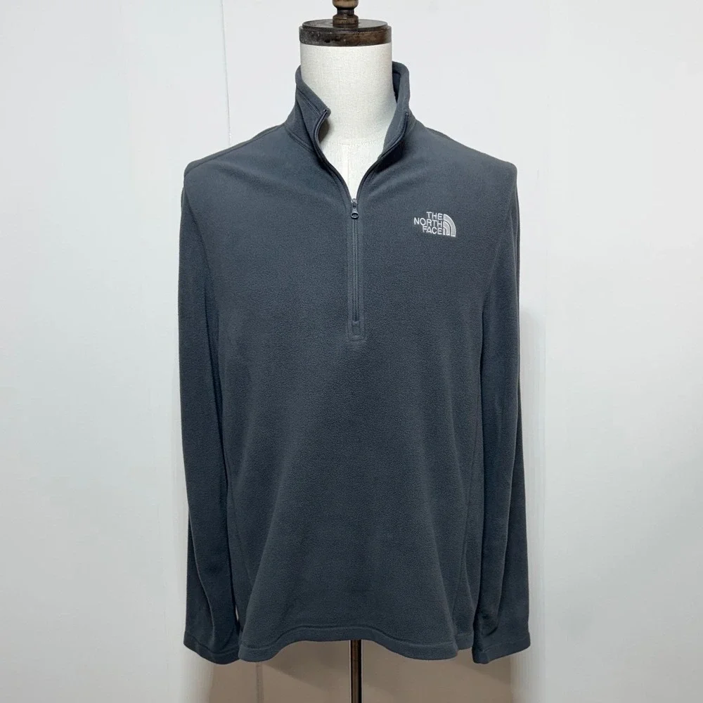 The North Face 1/4 Zip Pullover Mens Large Gray Fleece Long Sleeve Sweater